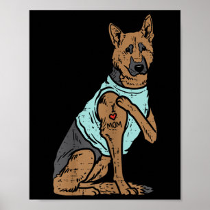 Poster German shepherd Eu Amo Mamãe Tatuagem Cachorro K9