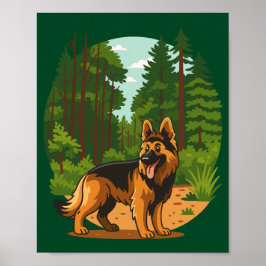 Poster German Shepherd Forest Adventure Dog
