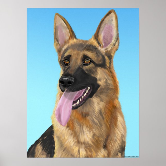 Póster German shepherd impressionante com sua língua para (Frente)