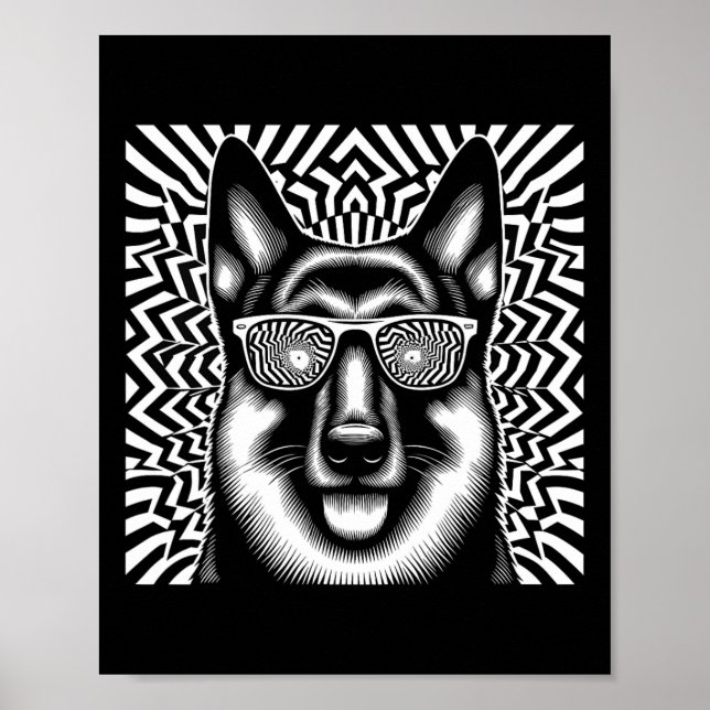 Poster German shepherd legal Estilo de Arte Op do Cão Nat (Frente)