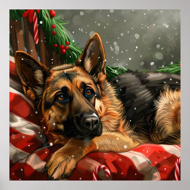 Poster German shepherd Natal Festivo (Frente)