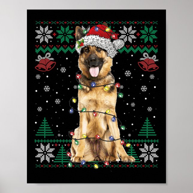 Poster German shepherd Papai noel de Natal Cachorro Suado (Frente)