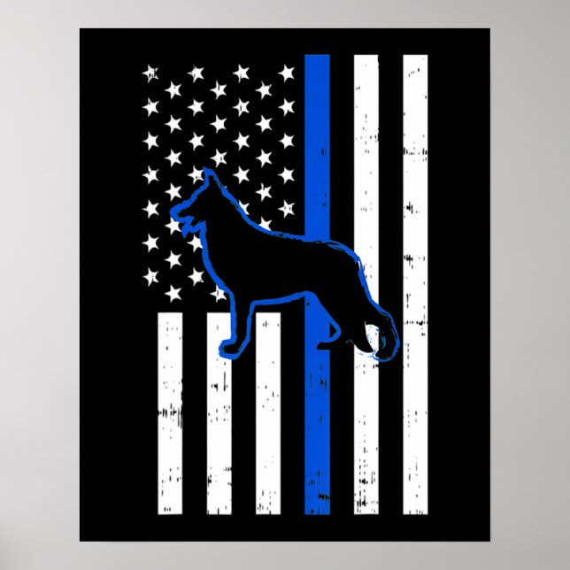 Poster German shepherd Policial Cão K9 Patriótico (Frente)