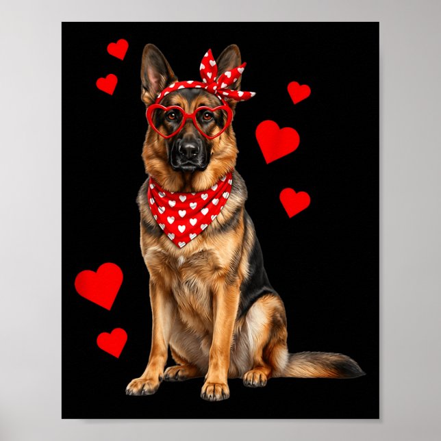 Poster German Shepherd Valentines Day Dog Lover Heart  (Frente)