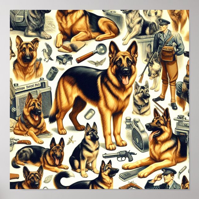 Poster German shepherd Vintage Invisível (Frente)