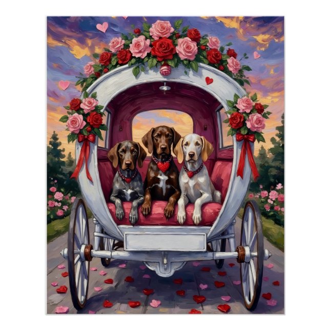 Póster German Shorthaired Pointer Dog Valentine's Day  (Frente)