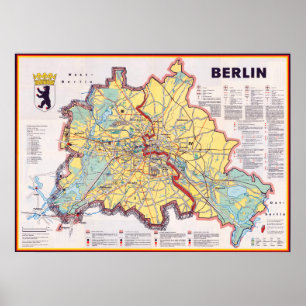Poster " Germany: 1962 Berlin - Karte der geteilten Stadt