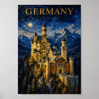 Poster Germany: Mystic Glow Neuschwanstein Castle Art Sou
