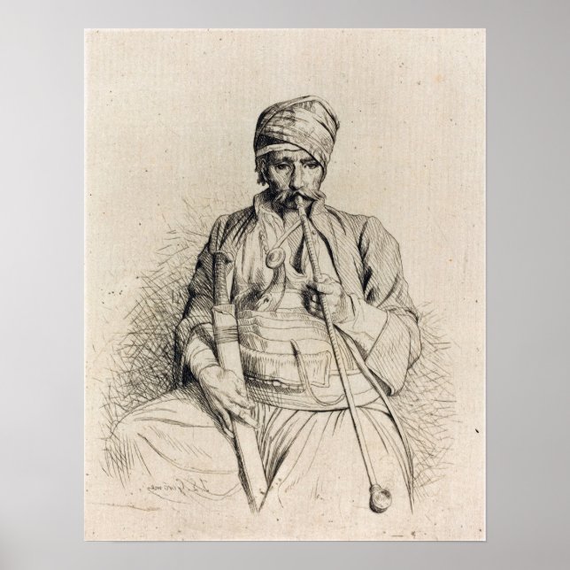 Poster Gérôme - Árabe Sentado Com Cachimbo 1864 (Frente)