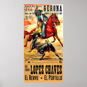 Poster Gerona Bullighting, Espanha, Corrida, viagens vint