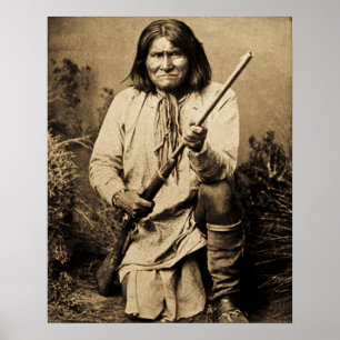 Poster Geronimo com o indiano 1886 do vintage do rifle