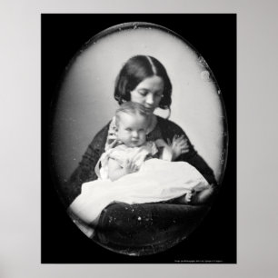 Poster Gertrudes Hubbard & Daguerreotype 1858 do bebê