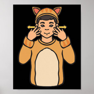 Poster Gesto de mão de ASL de animal de gato surdez consc