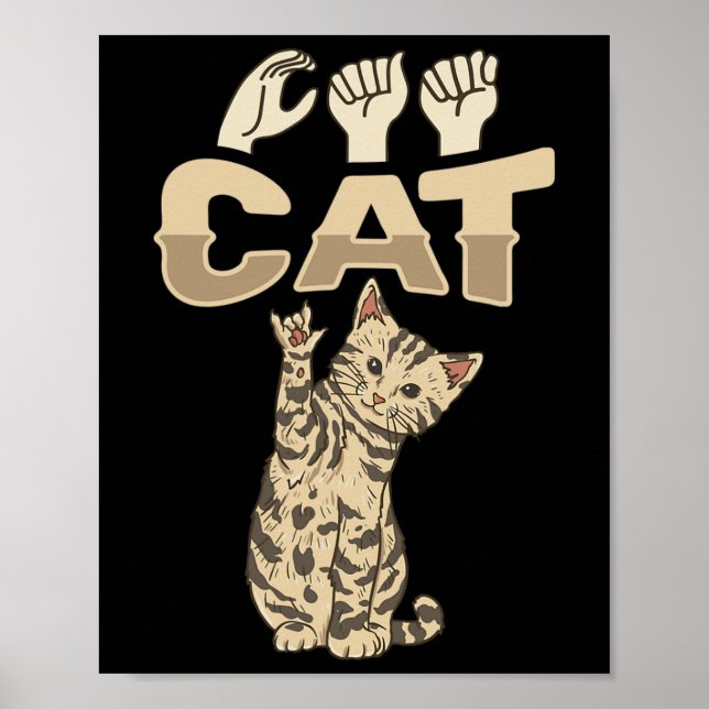 Poster Gesto de Mão de Gato ILY em ASL Conscientização so (Frente)
