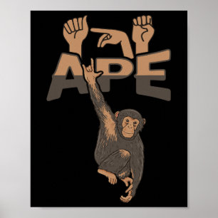 Poster Gesto de Mão de ILY APE Surdo Surdo Perda de Audiç