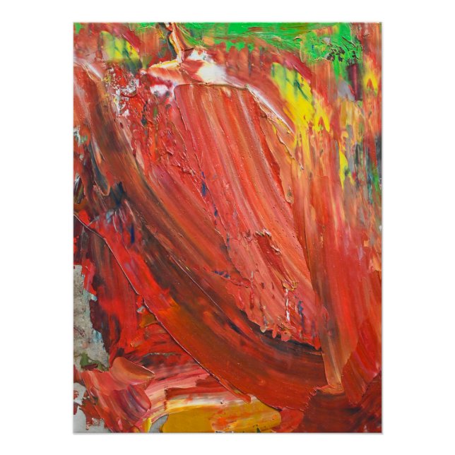 Póster Gesto Vertical Abstrato em Vermelho (Frente)
