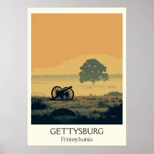 Poster Gettysburg Pensilvânia Vintage Battlefield Art