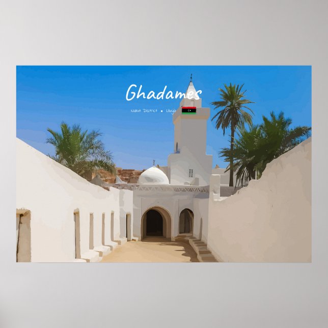 Poster Ghadames, Líbia - Mesquita Branca (Frente)