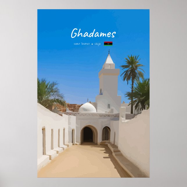Poster Ghadames, Líbia - Mesquita Branca (Frente)