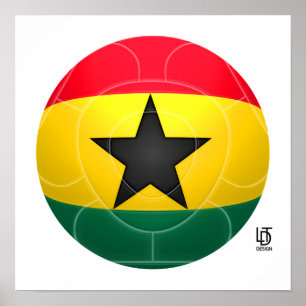 Póster Ghana - o preto Stars o futebol