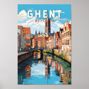 Poster Ghent Belgium Viagem Art Vintage
