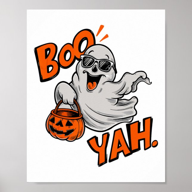Poster Ghost Boo Yah Dia de as Bruxas engraçado Shirt Spo (Frente)