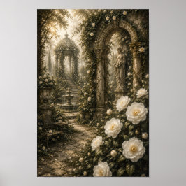 Poster Ghost Camellia Sanctuary Vintage Botanical Art