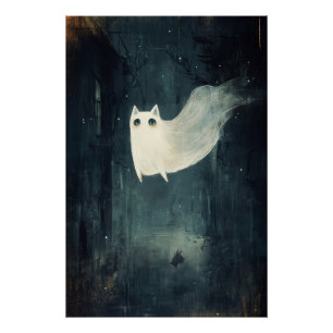 Póster Ghost Cat Halloween