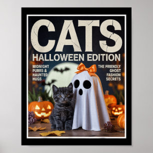 Poster Ghost Cinto E Dia de as Bruxas engraçado De Gato N
