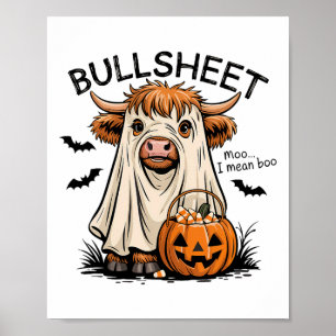 Poster Ghost Cow Dia de as Bruxas engraçado Spooky Moo An