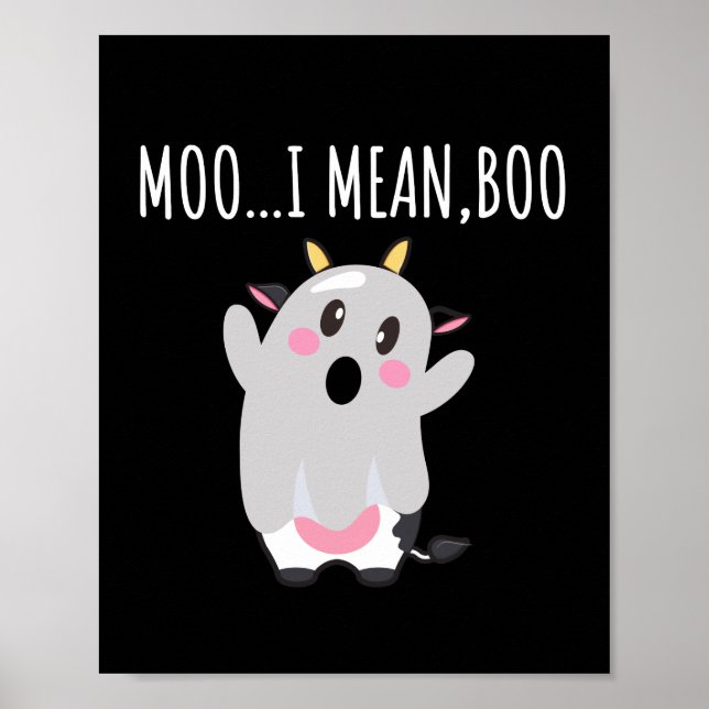 Poster Ghost Cow Moo I quer dizer Boo Halloween Gift (Frente)
