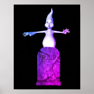 Poster Ghost Cute E Halloween De Tombstone