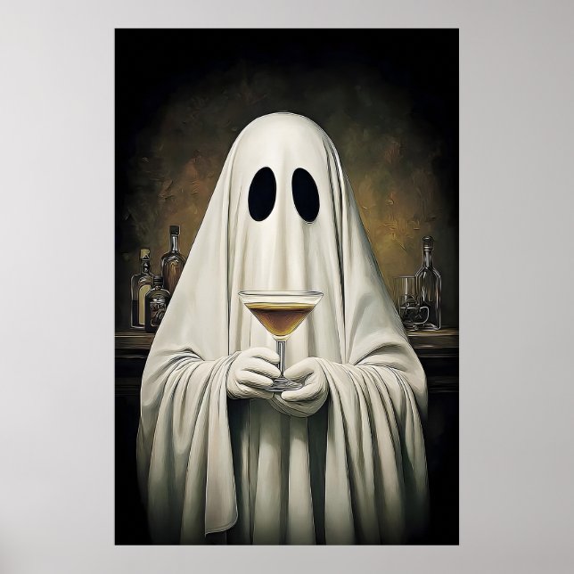 Poster Ghost Drinking Cocktail Espresso Martini Print (Frente)