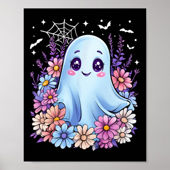 Poster Ghost Flower Flower Halloween Menina Mulher Spo (Frente)