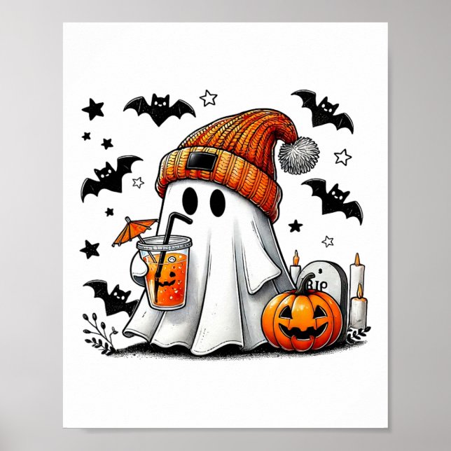Poster Ghost Ghost Coffee Halloween Ghost Ice Cof (Frente)