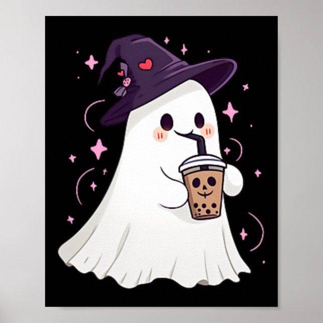 Poster Ghost Ghost Ice Coffee Spooky Season Cute Ghost H (Frente)