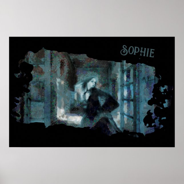 Poster Ghost Girl in Blue – Haunting Surreal Art (Frente)