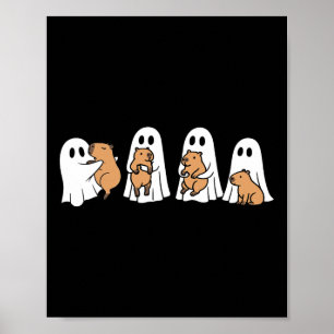 Poster Ghost Halloween Capybara Lovers Spooky Fall