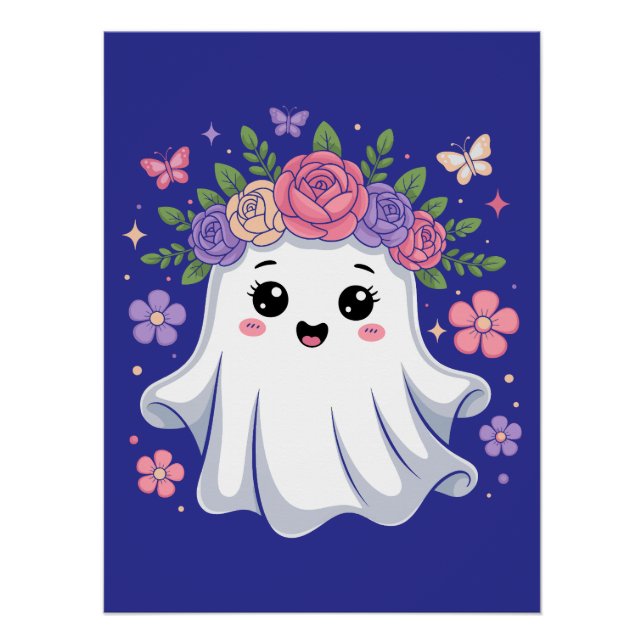 Póster Ghost Kawaii Halloween (Frente)