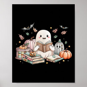 Poster Ghost Lading Book Bonito Amantes de outono Queda d