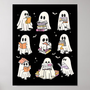 Poster Ghost Lading Book Bonito Amava Halloween Engraçado