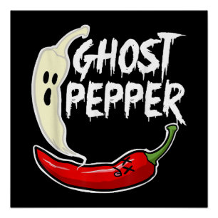 Póster Ghost Pepper Funny Spicy Hot Halloween Peppe