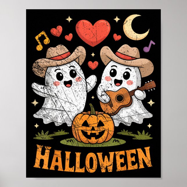 Poster Ghost Playing Guitar For Halloween Lovers  (Frente)