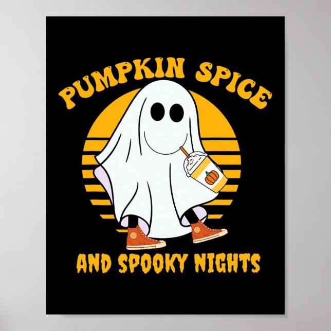 Poster Ghost Pumpkin Spice Latey Fall Vibe Halloween Spoo (Frente)