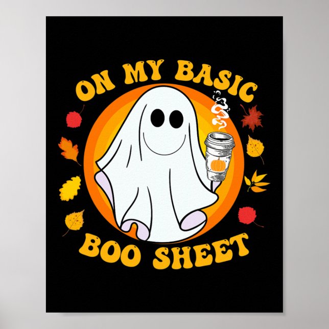 Poster Ghost Pumpkin Spice Latey Queda Fall Vibe Hallowee (Frente)