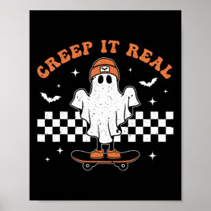 Poster Ghost Real - Skateboard Retro Cute Hallowee