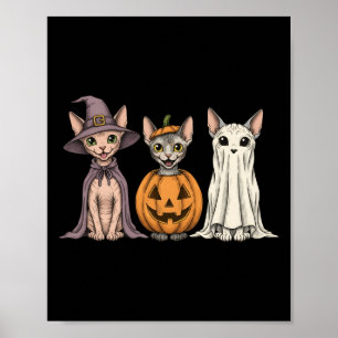 Poster Ghost Sphynx Cat Lover Pumpkin Halloween Longo