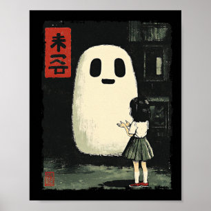 Poster Ghost Spooky Anime de Halloween Gra, amigo japonês