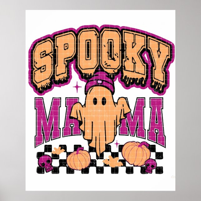 Poster Ghost Spooky Mama Retro Halloween Vintage Design (Frente)