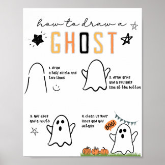 Poster Ghost Wall Art, Kid Halloween Decor, Fall Impressã